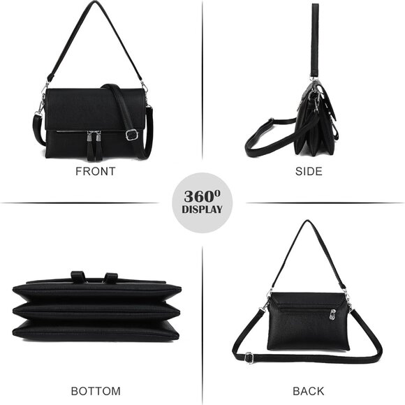 Women’s Small Crossbody Purse Faux Leather Compact Zipper Bag - Picture 5 of 6